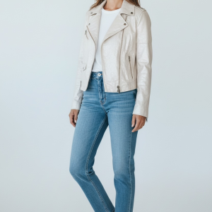 GUESS Metallic Cream Moto Jacket