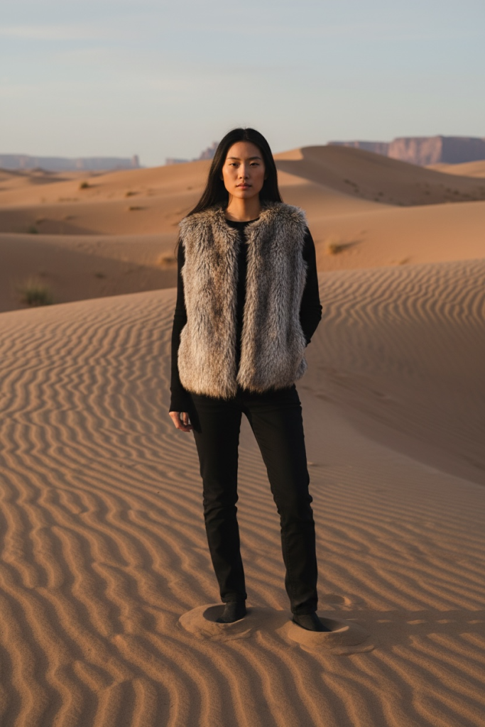 Joseph A Faux Fur Sweater Vest